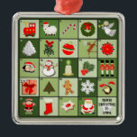 Miniature Christmas Advent Calendar Metal Ornament<br><div class="desc">Creative Christmas Countdown Advent calendar featuring 25 tiny holiday images. To personalise edit text to add his or her name.</div>