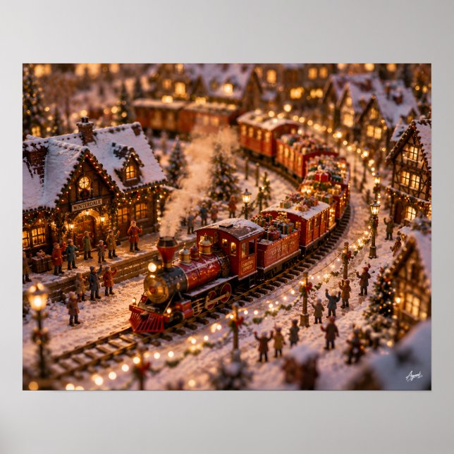 Miniature Christmas Train Delivery Poster (Front)