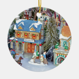 Miniature christmas village ceramic tree decoration