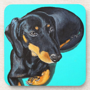 Miniature Dachshund Painting - Floppy Coaster