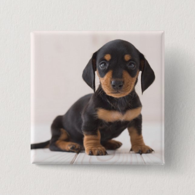 Miniature Dachshund Sitting 15 Cm Square Badge (Front)