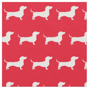 Miniature Dachshund Weiner Dog Silhouette Pet Red Fabric