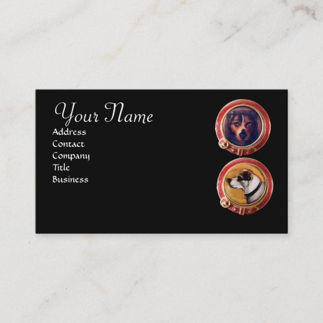 MINIATURE DOG PORTRAITS MONOGRAM Veterinarian Business Card (Front)