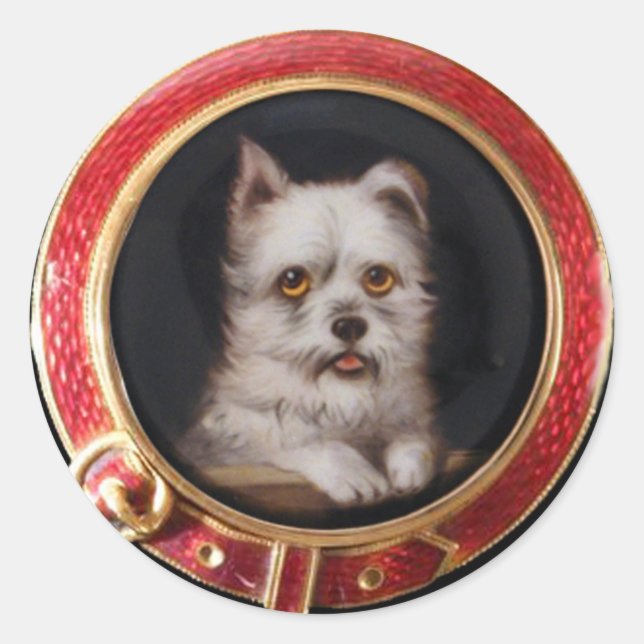 MINIATURE DOG PORTRAITS WEST HIGHLAND TERRIER CLASSIC ROUND STICKER (Front)