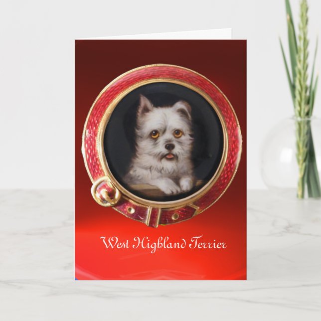 MINIATURE DOG PORTRAITS  West Highland Terrier Holiday Card (Front)
