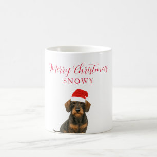 Miniature Dog with Santa Hat Christmas Coffee Mug