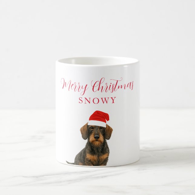 Miniature Dog with Santa Hat Christmas Coffee Mug (Center)