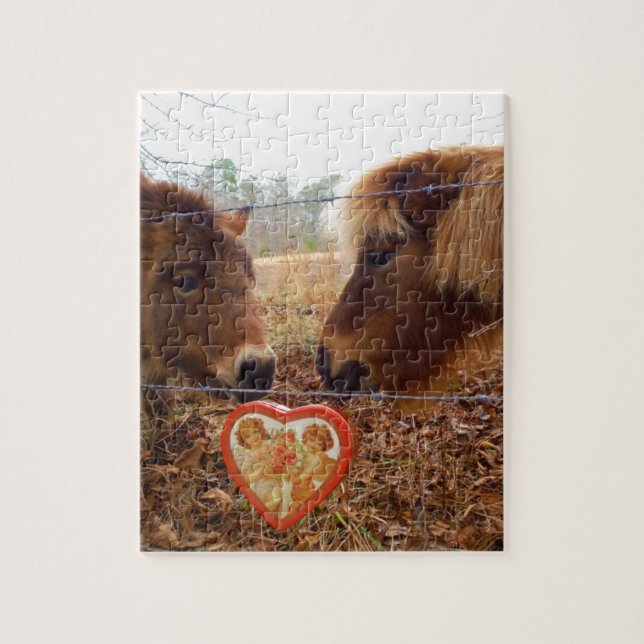 Miniature Donkey & Horse Valentine Heart Jigsaw Puzzle (Vertical)