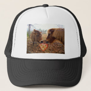 Miniature Donkey & Horse Valentine Heart Trucker Hat