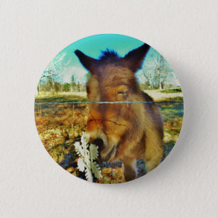 Miniature Donkey & Snowflake 6 Cm Round Badge
