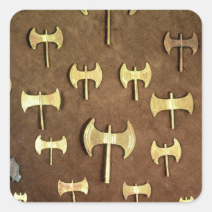 Miniature double axes square sticker