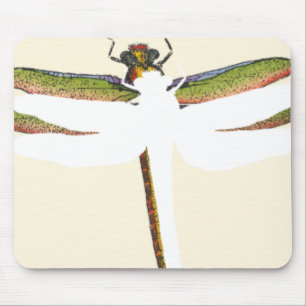 Miniature Dragonfly on White Background Mouse Pad