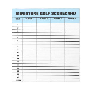 Miniature golf scorecard template custom notepad