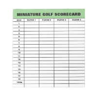Miniature golf scorecard template custom notepad