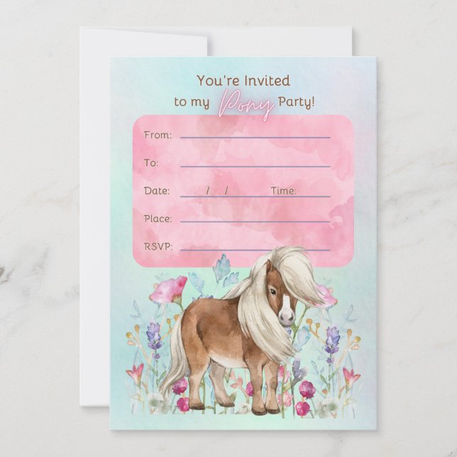 Miniature Horse Birthday Party Invitation (Front)