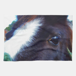 miniature horse face close-up tea towel