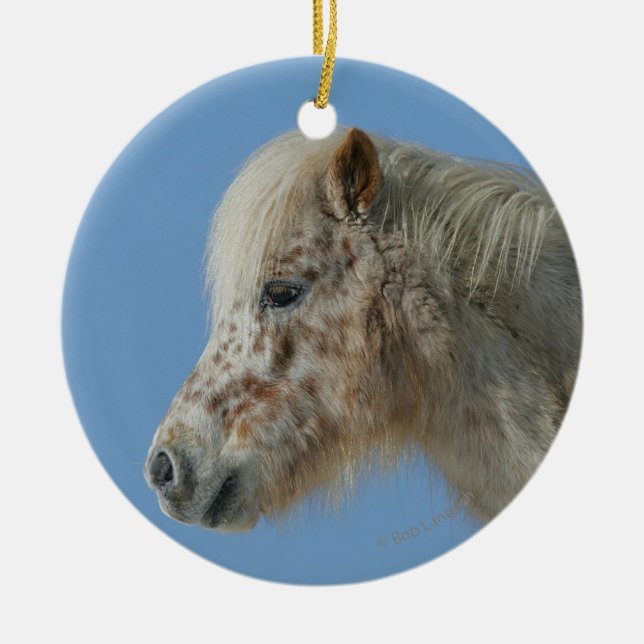 Miniature Horse Headshot Ceramic Ornament (Front)
