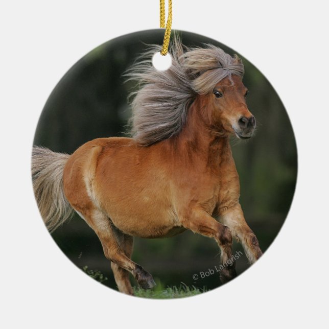 Miniature Horse Running Ceramic Tree Decoration (Front)