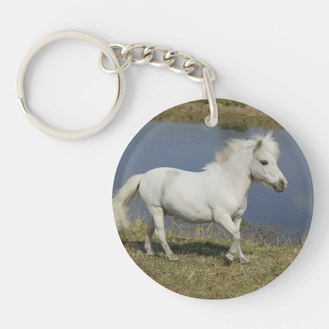 Miniature Horse Running Near Water Key Ring (Front)