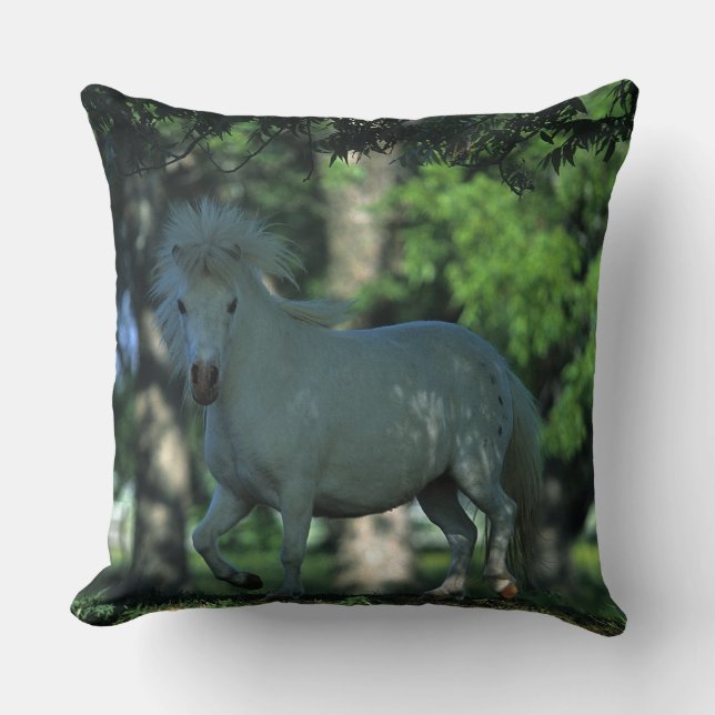 Miniature Horse Standing in the Trees Cushion (Front)
