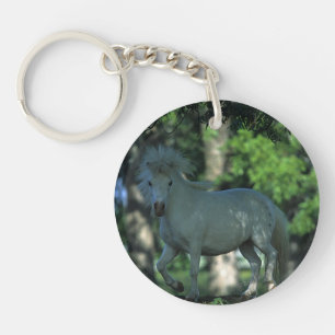 Miniature Horse Standing in the Trees Key Ring