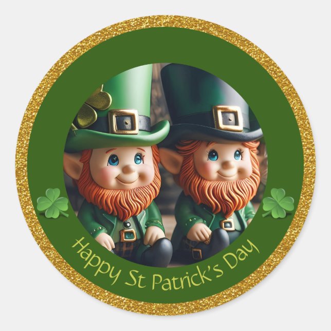 Miniature Leprechaun St Patrick's Day Thanks RS01 Classic Round Sticker (Front)