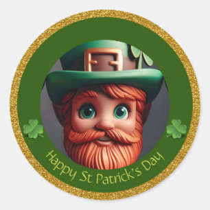 Miniature Leprechaun St Patrick's Day Thanks RS03 Classic Round Sticker