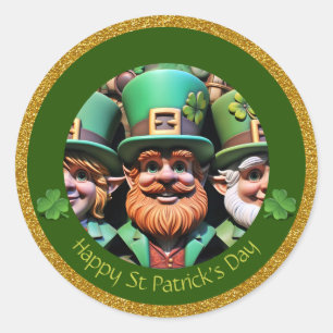 Miniature Leprechaun St Patrick's Day Thanks RS11 Classic Round Sticker