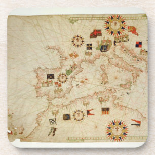 Miniature Nautical Map of the Central Mediterranea Coaster