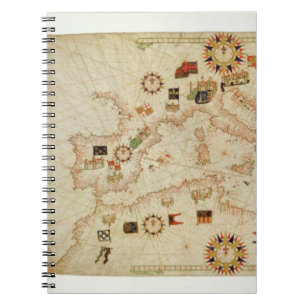 Miniature Nautical Map of the Central Mediterranea Notebook