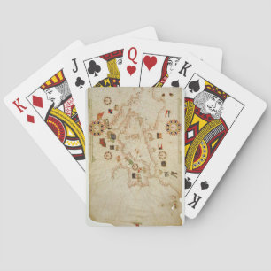 Miniature Nautical Map of the Central Mediterranea Playing Cards