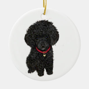 Miniature or Toy Poodle - Black 1 Ceramic Ornament