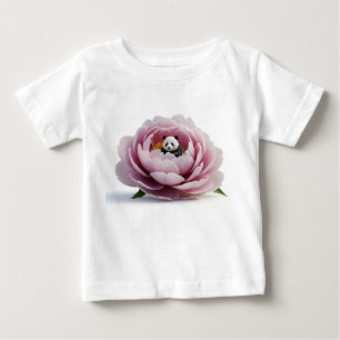Miniature Panda Resting in Dewy Peony Baby T-Shirt