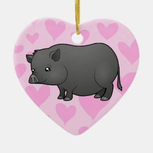 Miniature Pig Love Ceramic Tree Decoration