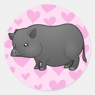 Miniature Pig Love Classic Round Sticker