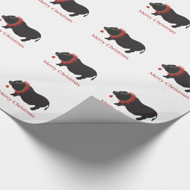Miniature Pig Merry Christmas Design Wrapping Paper (Corner)