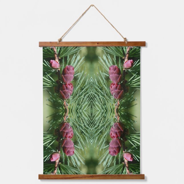 Miniature Pine Cones Close Up Abstract Pattern    Hanging Tapestry (Front)