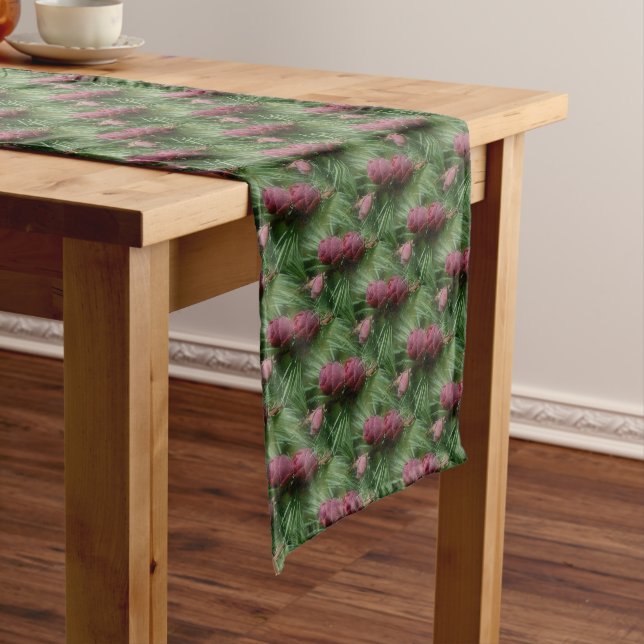 Miniature Pine Cones Nature Pattern Short Table Runner (In Situ)