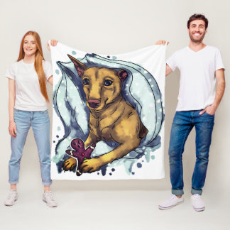 Miniature Pinscher and gingerbread Fleece Blanket