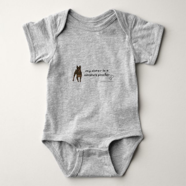 miniature pinscher baby bodysuit (Front)