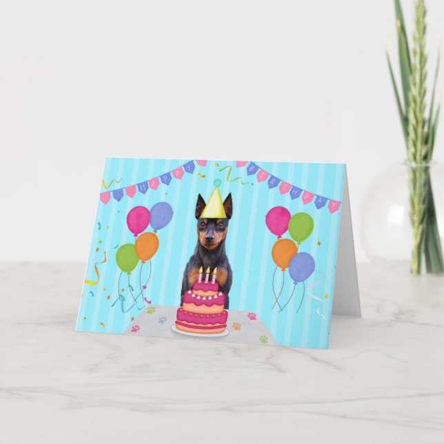 Miniature Pinscher Birthday Holiday Card (Front)