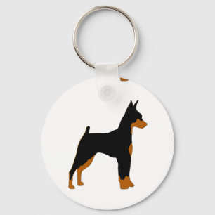 miniature pinscher black and rust silhouette key ring