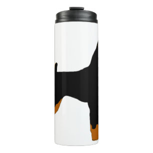 miniature pinscher black and rust silhouette thermal tumbler