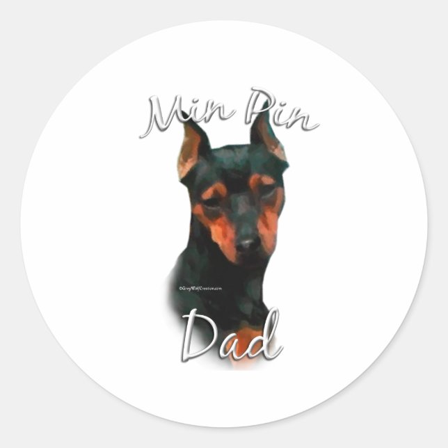 Miniature Pinscher (blk) Dad 2 Classic Round Sticker (Front)