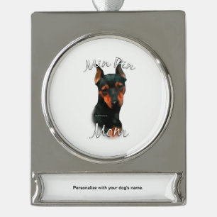 Miniature Pinscher (blk) Mum 2 Silver Plated Banner Ornament
