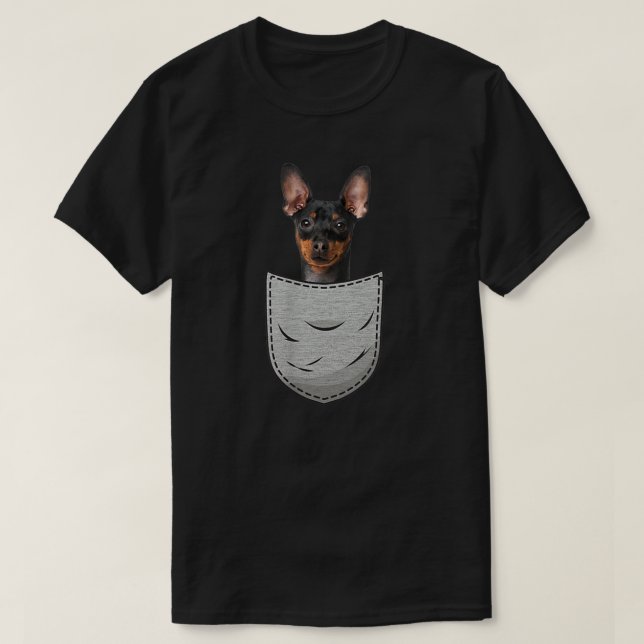Miniature Pinscher Chest Pocket Minpin Min Pin Dog T-Shirt (Design Front)