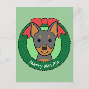 Miniature Pinscher Christmas Holiday Postcard
