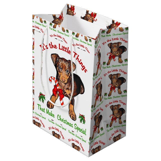 Miniature Pinscher Christmas Medium Gift Bag (Back Angled)