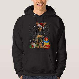Miniature Pinscher Christmas Tree Light Pajama Dog Hoodie