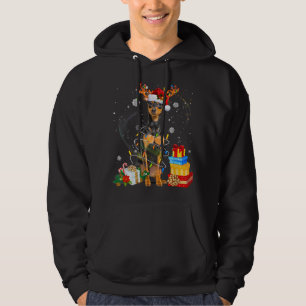 Miniature Pinscher Christmas Tree Light Pajama Dog Hoodie